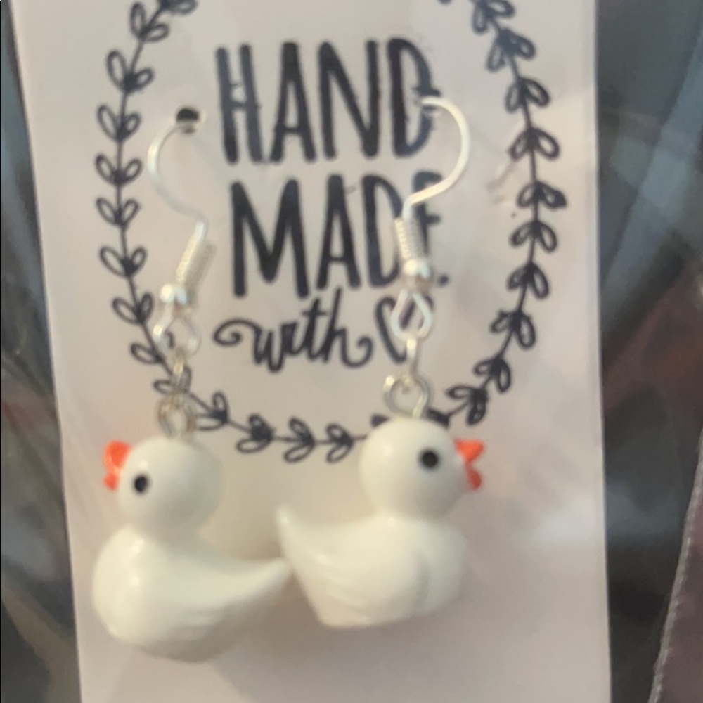 White ducky earrings